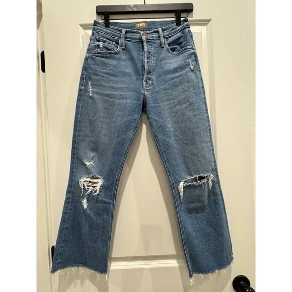 MOTHER The Tripper Ankle Fray Straight Leg Distressed Button Fly Sz 27 - Picture 6 of 12